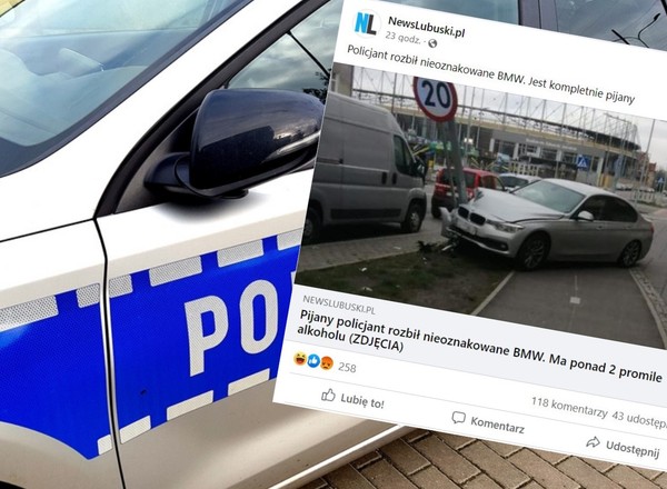 Policjant rozbił nieoznakowany radiowóz, ale nie przez to stracił pracę