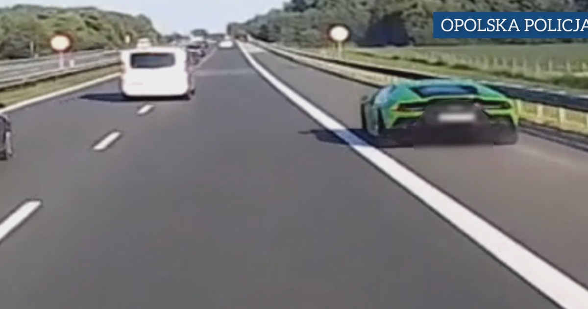 Kierowca Lamborghini wyprzedzał pasem awaryjnym