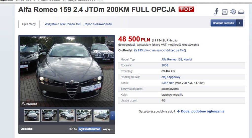 ALFA ROMEO 159 SPORTWAGON 2.4 JTD