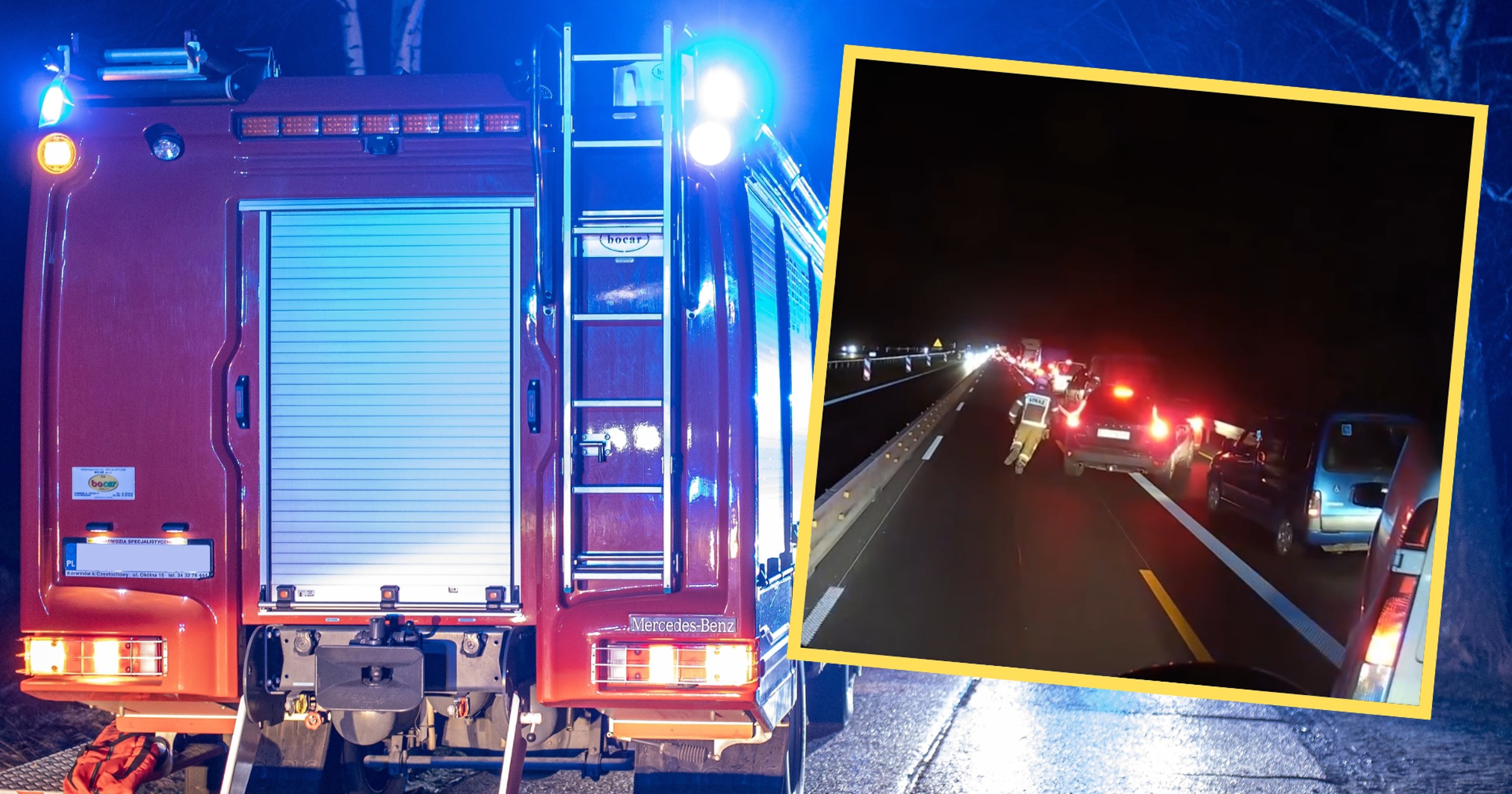 Kierowcy nie byli w stanie zrobić korytarzu życia na A4. Strażacy biegli do wypadku pieszo (screen: OspTenczynek/Facebook)