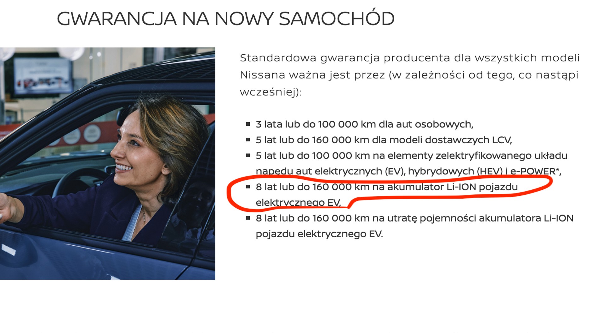 Taka informacja w odniesieniu do warunków gwarancji widniała jeszcze kilka dni temu na stronach Nissana