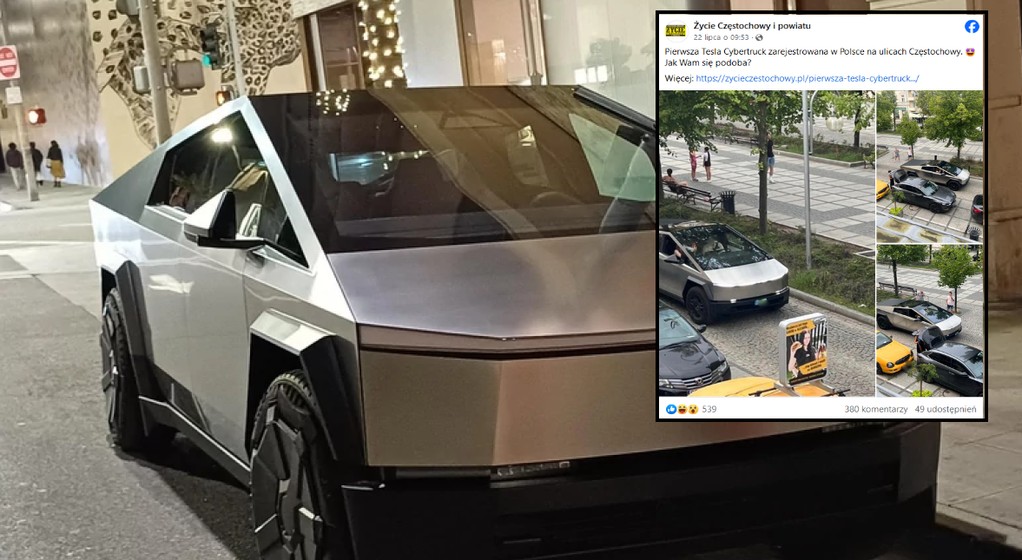 Pierwsza Tesla Cybertruck na polskich drogach. Zobacz zdjęcia (screen: Facebook.com/Życie Częstochowy i powiatu)