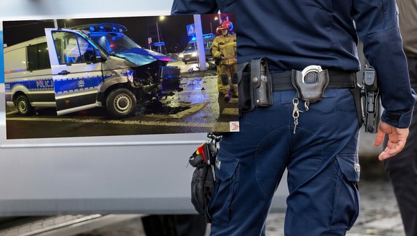 Groźny wypadek z udziałem radiowozu. Jechał na pilną interwencję [WIDEO]