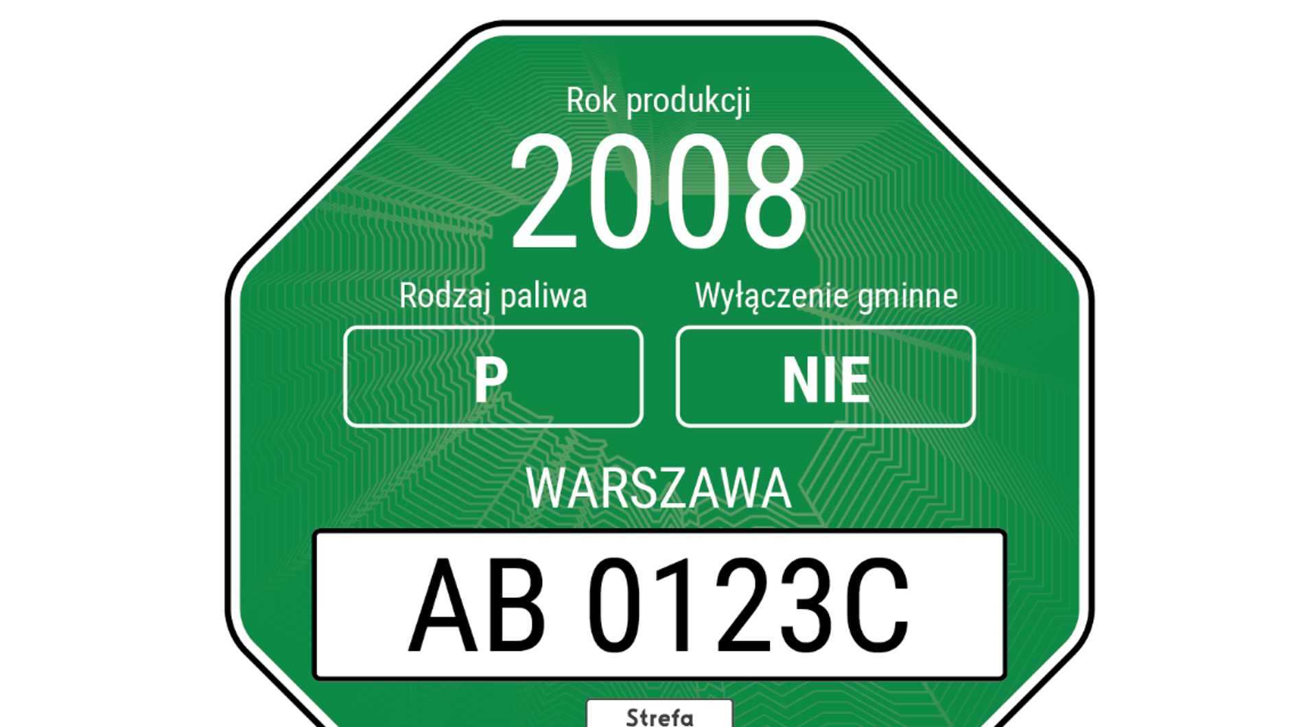 Stary wzór naklejki uprawniający auta do wjazdu do Strefy Czystego Transportu
