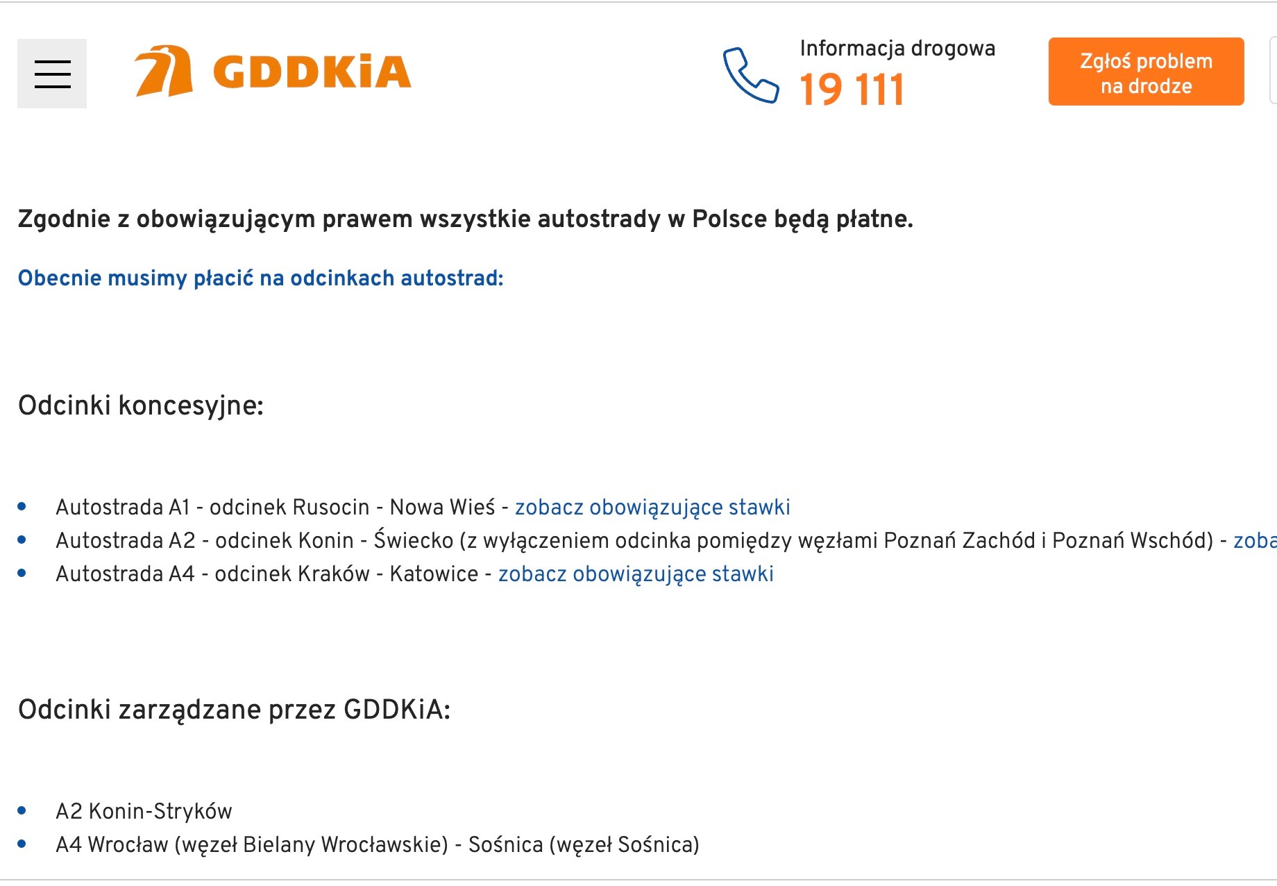 Wszystkie autostrady miały być płatne