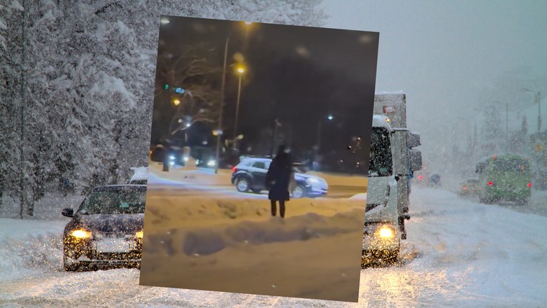 Samochód nie wyhamowuje przed przejściem i obraca się na śliskiej nawierzchni