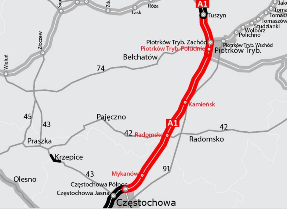 Autostrada A1 od Tuszyna do Częstochowy
