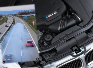 Siwy dym za BMW M3 na autostradzie. Widowiskowa awaria i smutny widok pod maską [WIDEO]