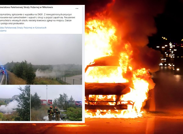 Wypadek BMW. Kierowca spłonął. Ocalał tylko pasażer