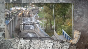 Koszalin: wiadukt runął na ulicę pełną samochodów [NAGRANIE]