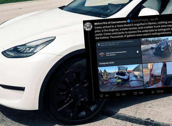 Mknął Teslą Model S po autostradzie. Nagle musiał zjechać na pobocze