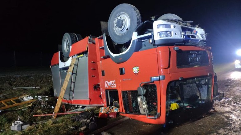 Wypadek samochodu pożarniczego PSP