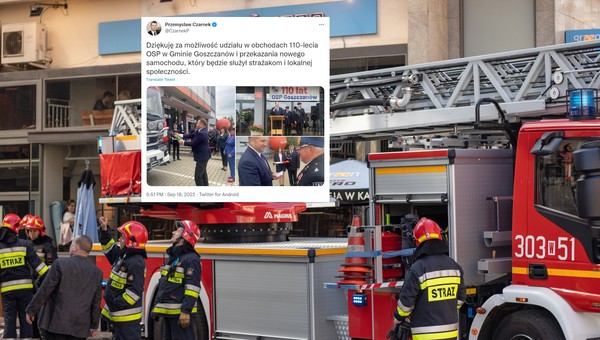 Przemysław Czarnek przekazał OSP "nowy" wóz. Jednostka korzysta z niego przynajmniej od roku