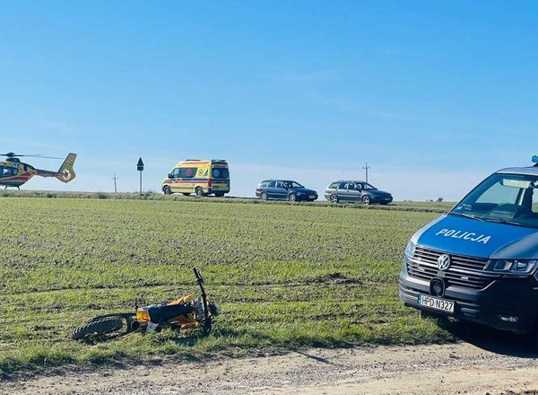 Wypadek w Olchowcu Kolonii. Dwaj młodzi motocykliści zderzyli się ze sobą