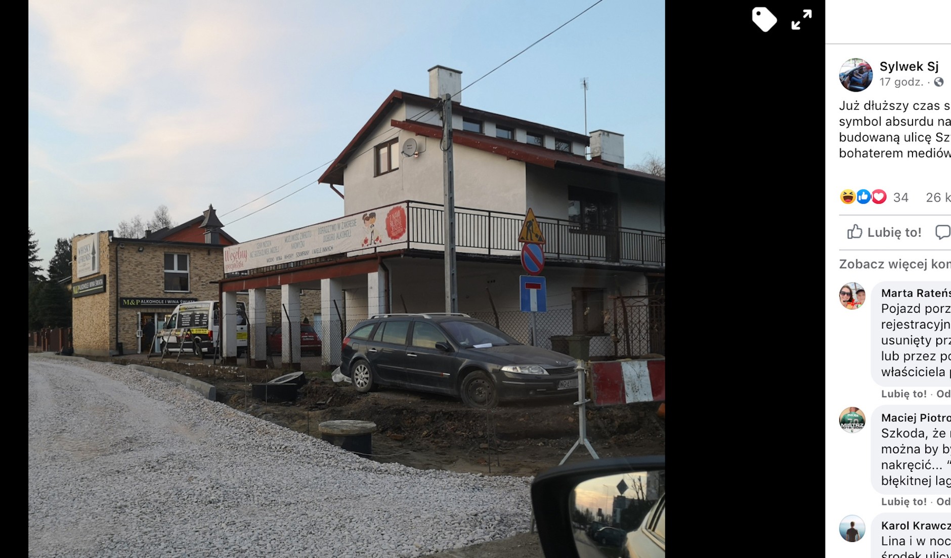 Porzucone auto blokuje budowę drogi w Radzyminie