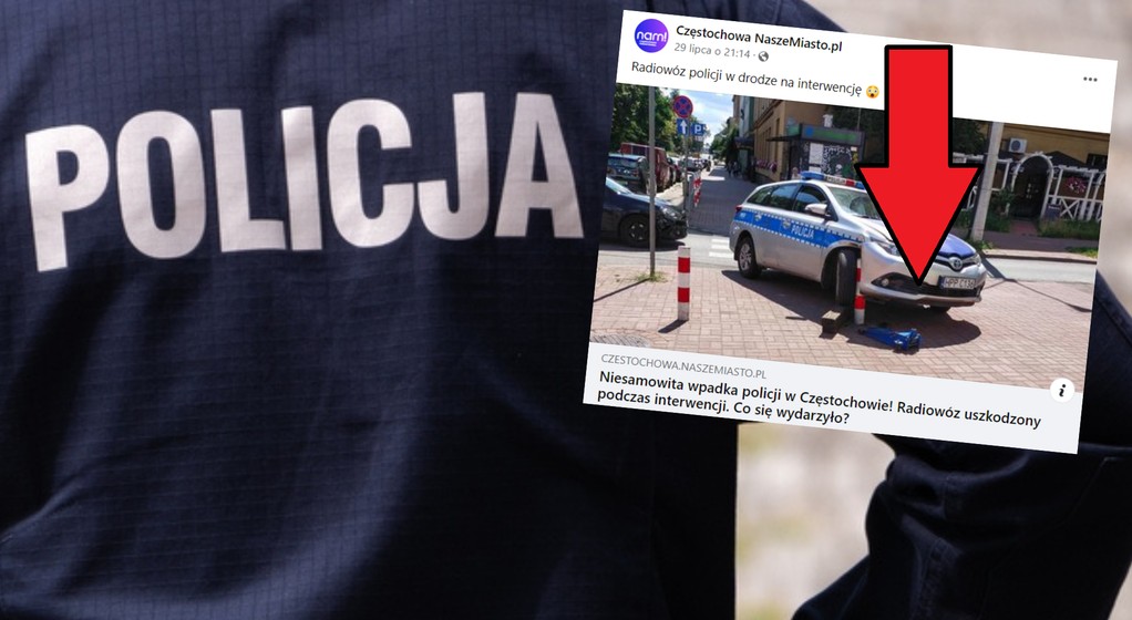 Wpadka policji podczas interwencji (fot. screen: Facebook/CzestochowaNM)