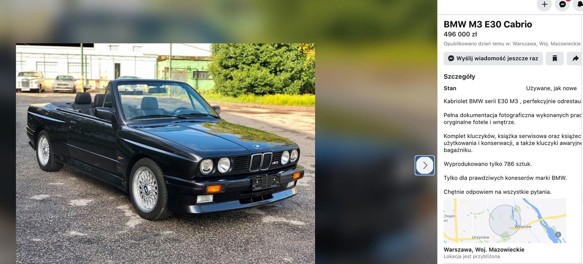BMW E30 M3 za niemal pół miliona złotych!