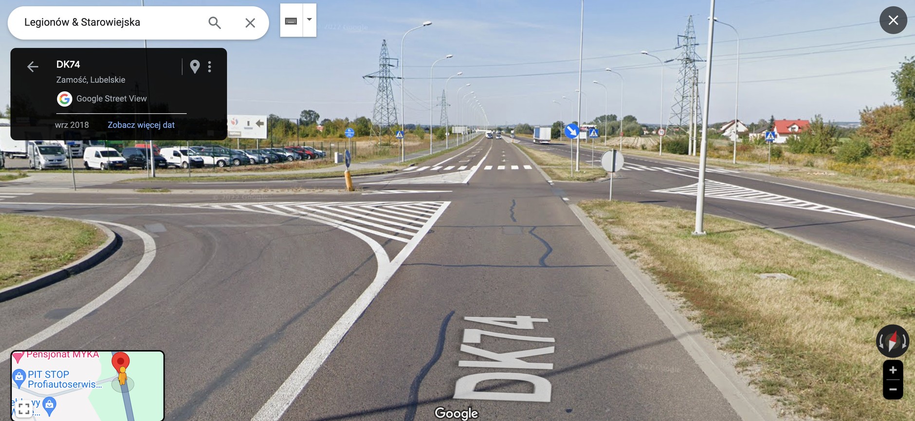 Widok na skrzyżowanie, na którym doszło do kolizji