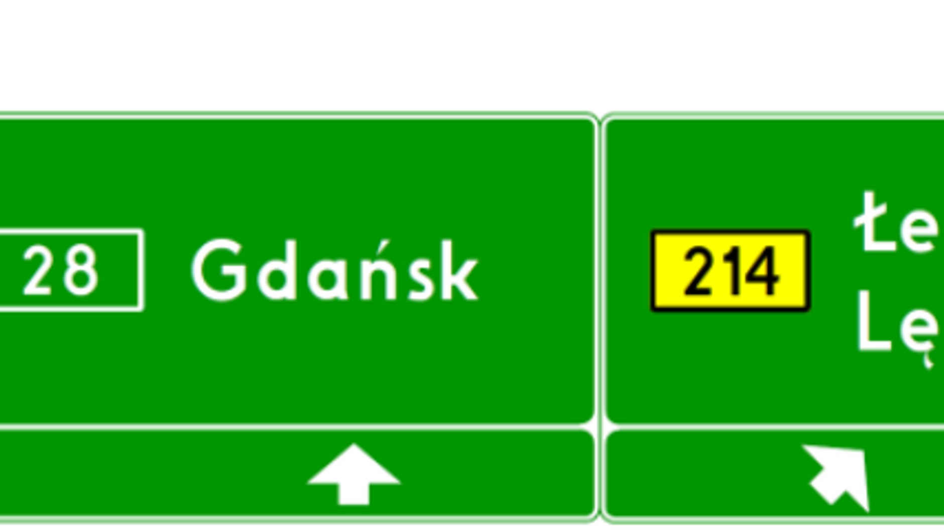 E-2d ze znakiem E-20a na drodze ekspresowej, wskazujący dojazd do drogi wojewódzkiej