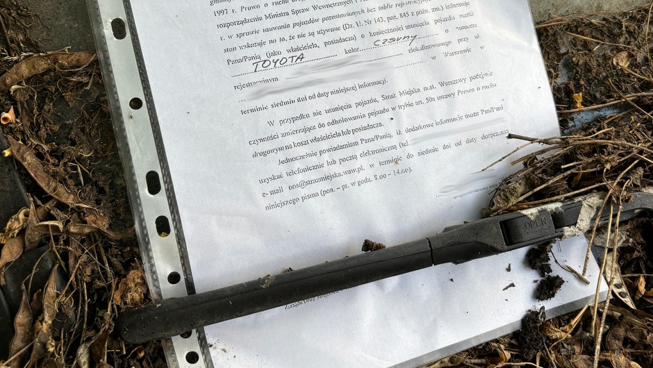 Pismo o konieczności usunięcia pojazdu