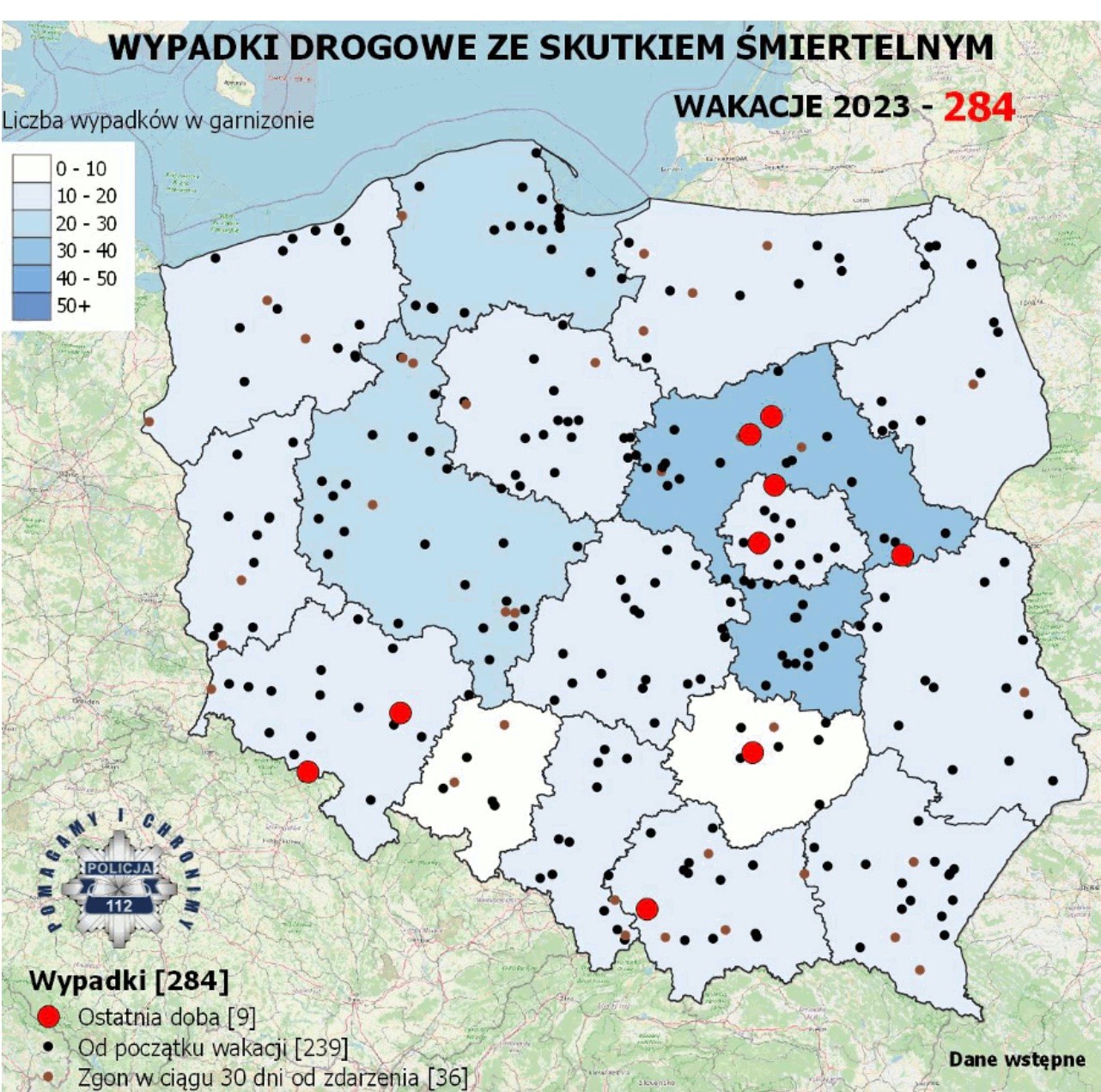 Policyjna mapa wypadków drogowych