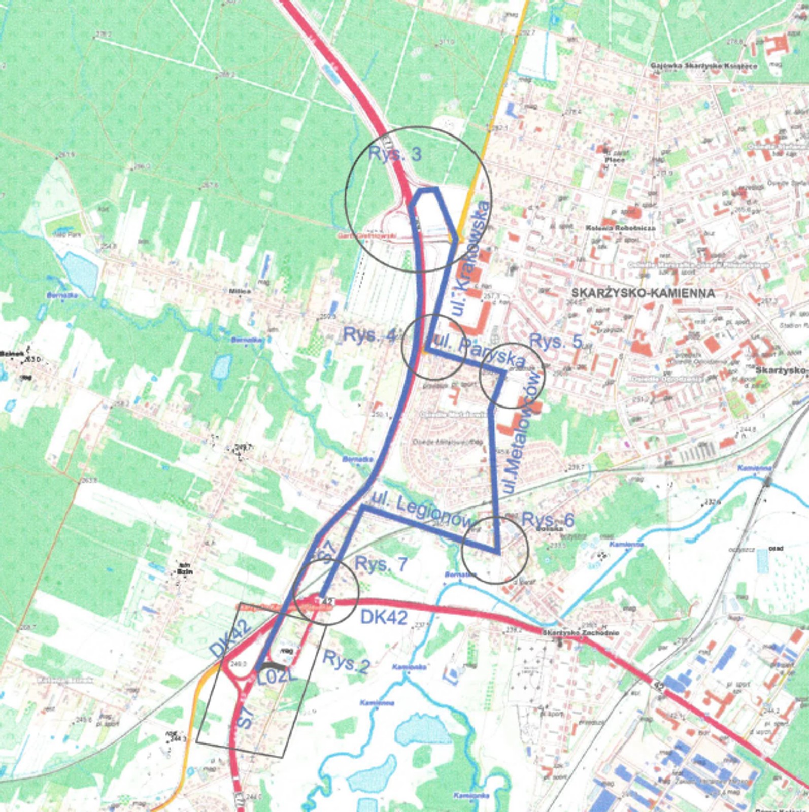 Remont S7 Skarżysko Kamienna Południe - mapa