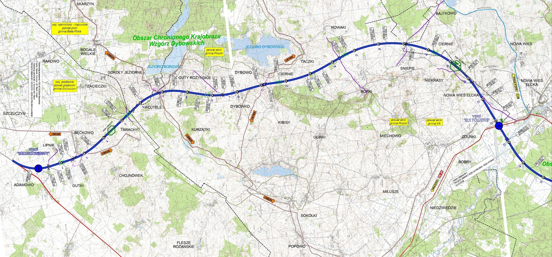 Plan odcinka S61 Szczuczyn—Ełk Południe