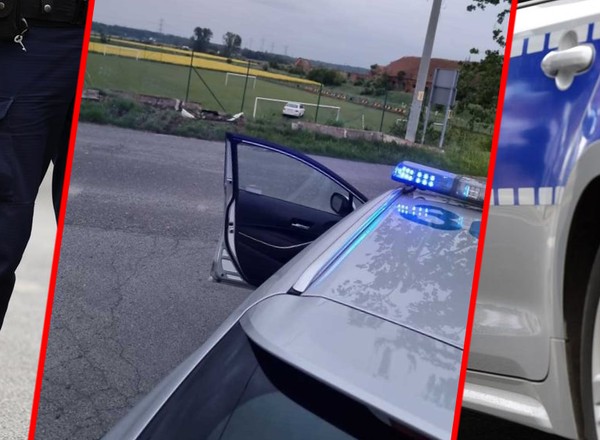 Uciekał przed policją i zatrzymał się na boisku. Celnie wjeżdżając w bramkę