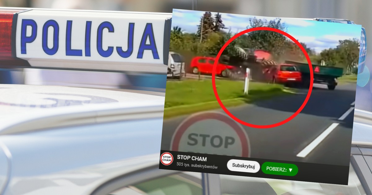 Golf wjechał prosto w ciągnik (fot. screen z YouTube/STOP CHAM)