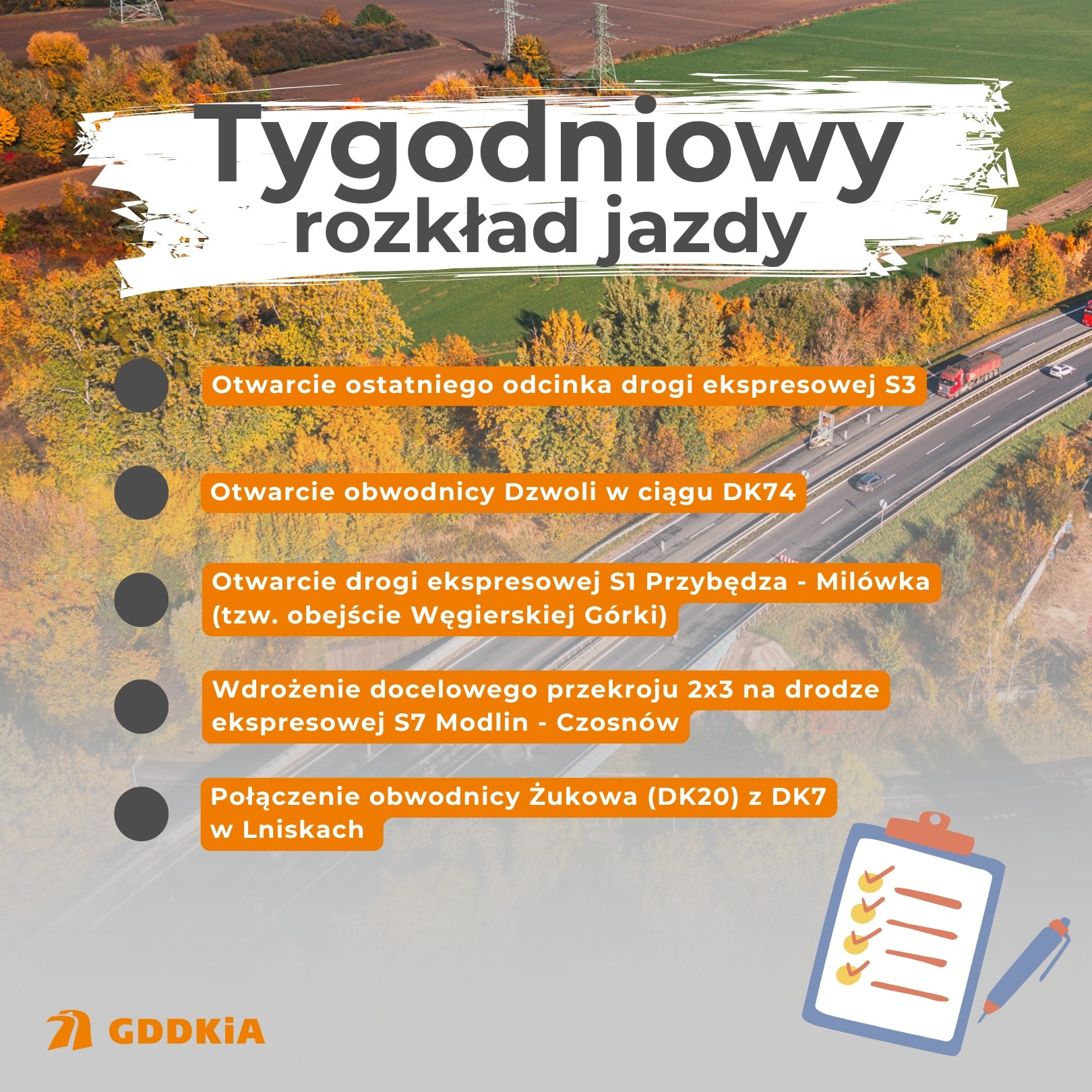 "Piątka GDDKiA" na przedostatni tydzień października 2025 r.
