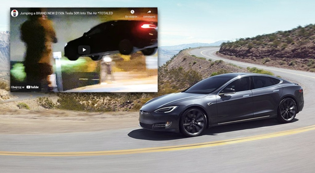 Kierowca przeleciał Teslą Model S nad skrzyżowaniem w Los Angeles
