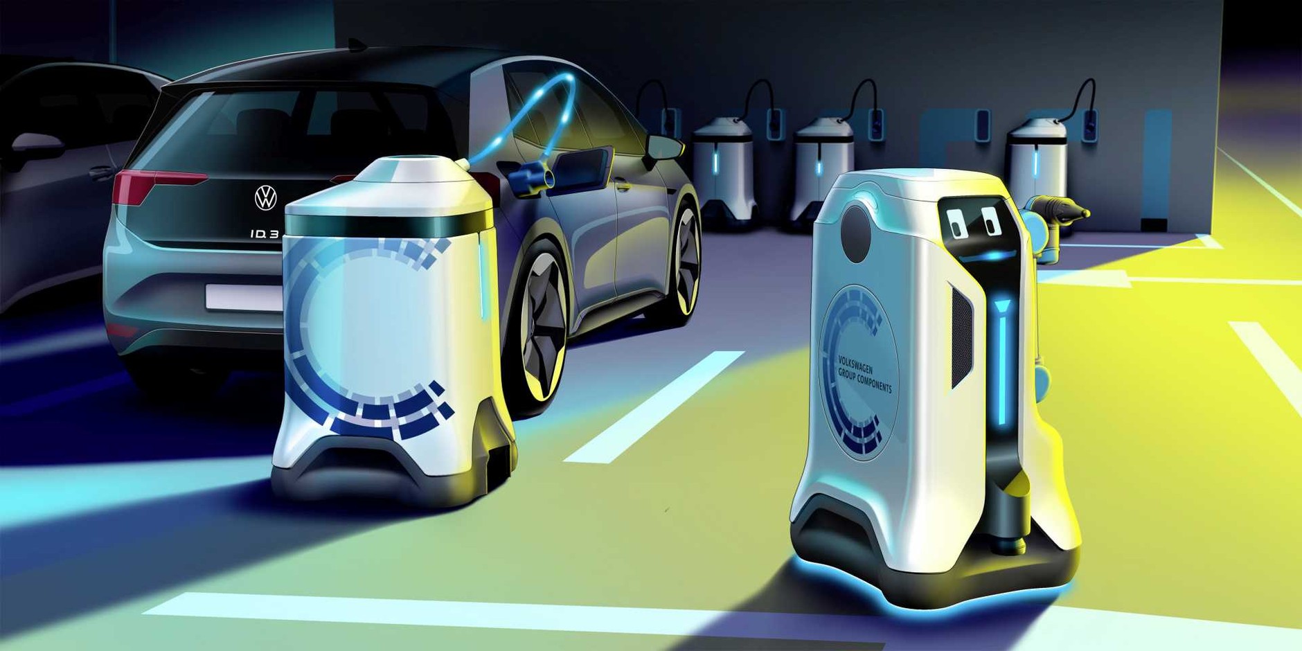 Volkswagen robot ładujący samochody elektryczne