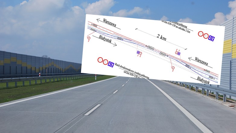 W związku z budową węzła Białystok Zachód kierowcy czasowo pojadą jedną jezdnią drogi S8