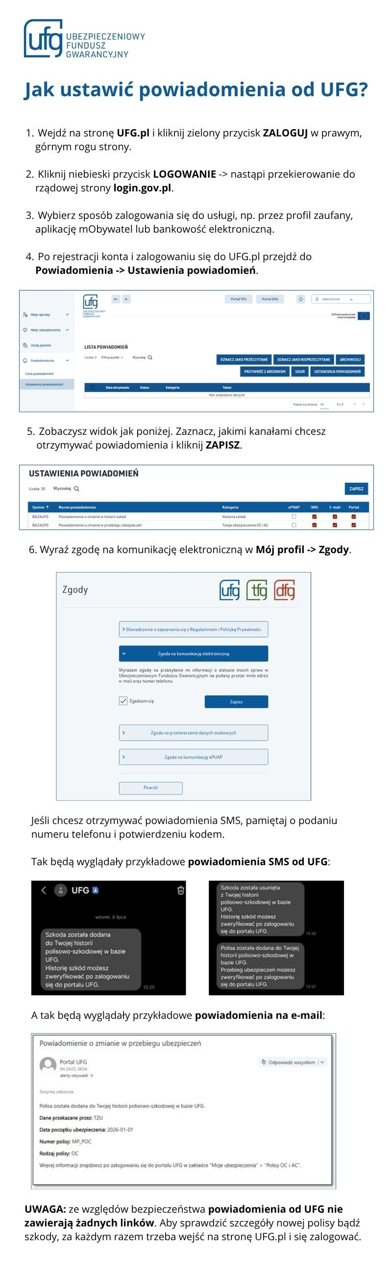 Instrukcja powiadomienia UFG o polisach i szkodach