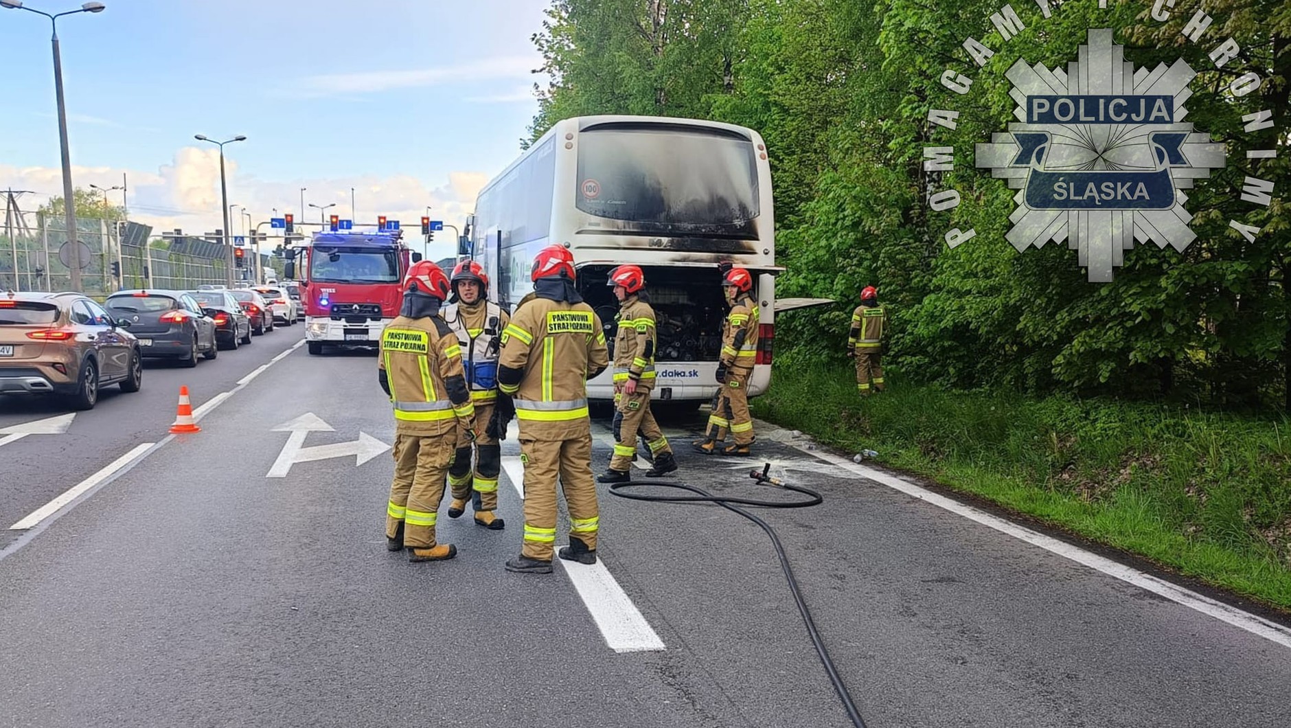 Pożar autokaru w Pszczynie