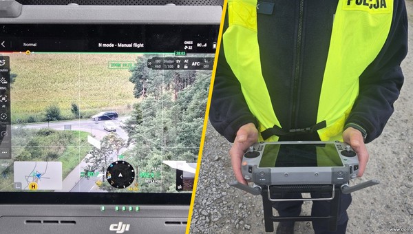 Kontrola drogowa dronem. Działania bezpieczny przejazd kolejowy