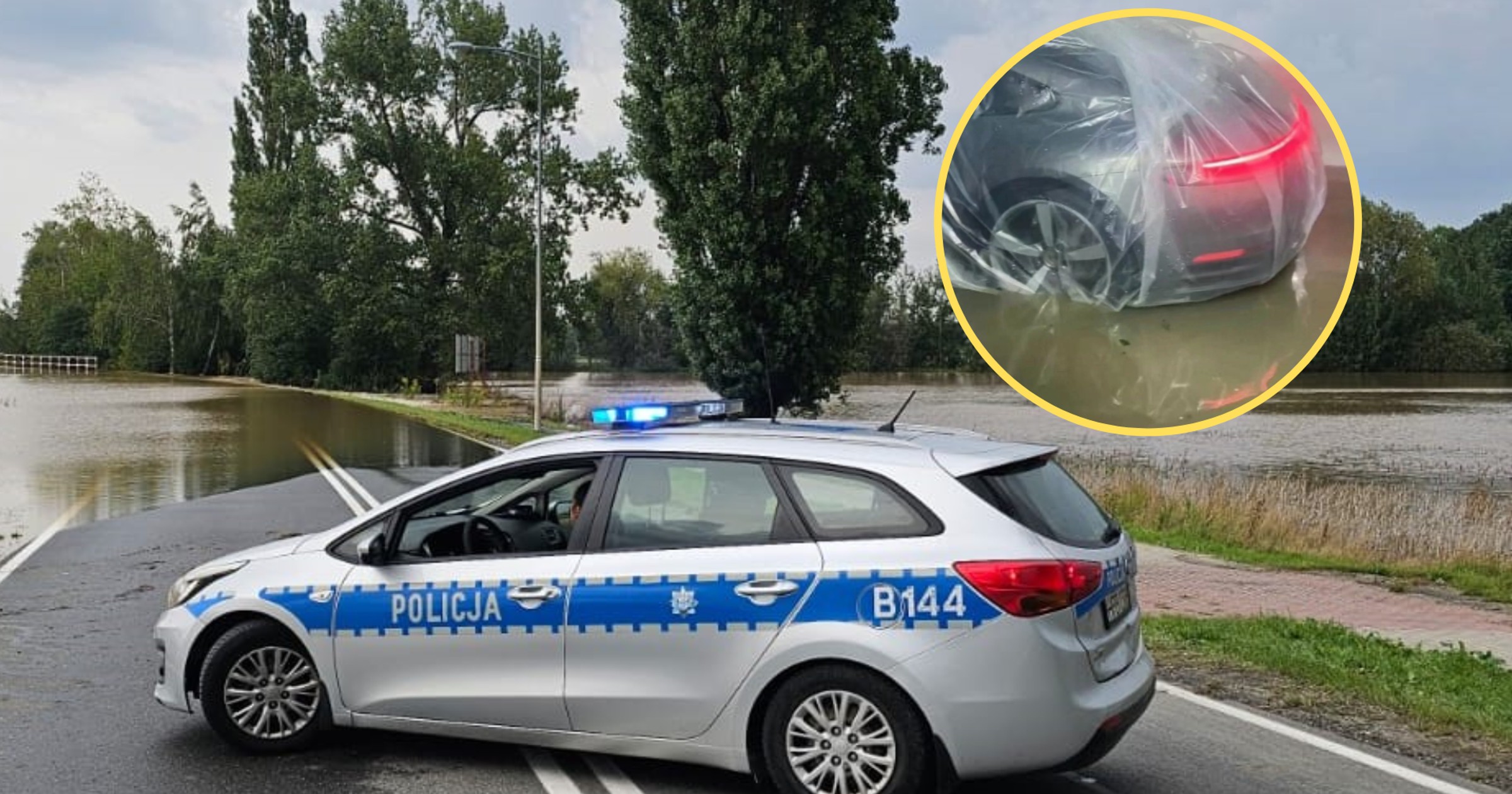 Obwinęli auto folią. Tajemniczy "patent" na ochronę przed powodzią (Screen: Reddit)