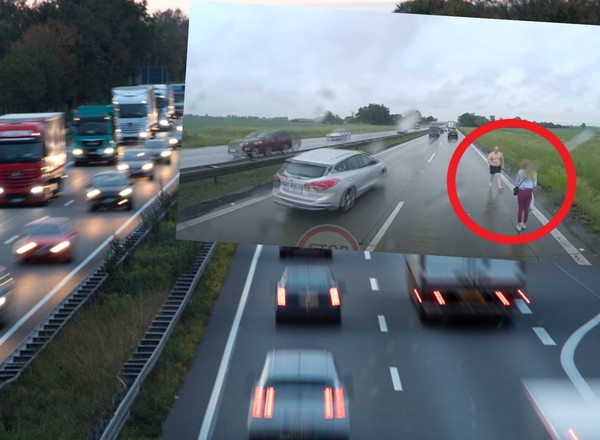 Wyszedł z auta na A4. Był w samych spodenkach i na bosaka. Gonił kobietę