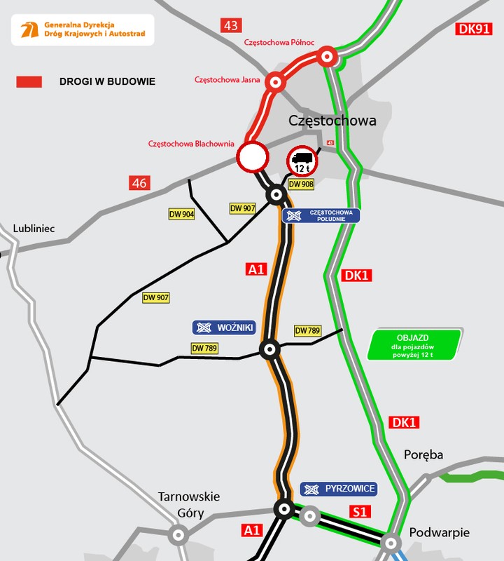 A1 Częstochowa Południe - Pyrzowice