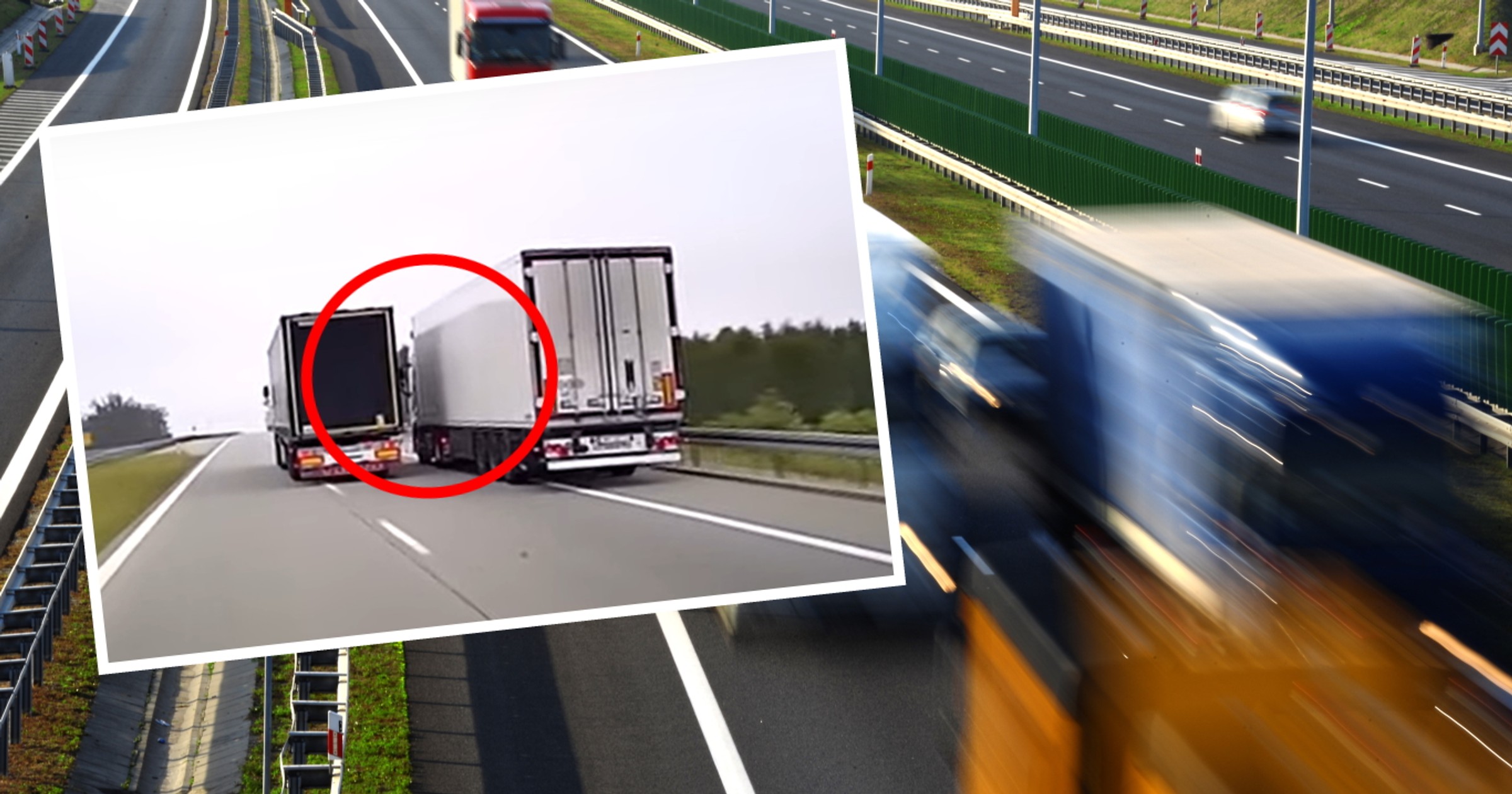 Kierowca ciężarówki nie chciał odpuścić i skończył prawie na barierkach ochronnych (Fot. Stop Cham/YouTube)