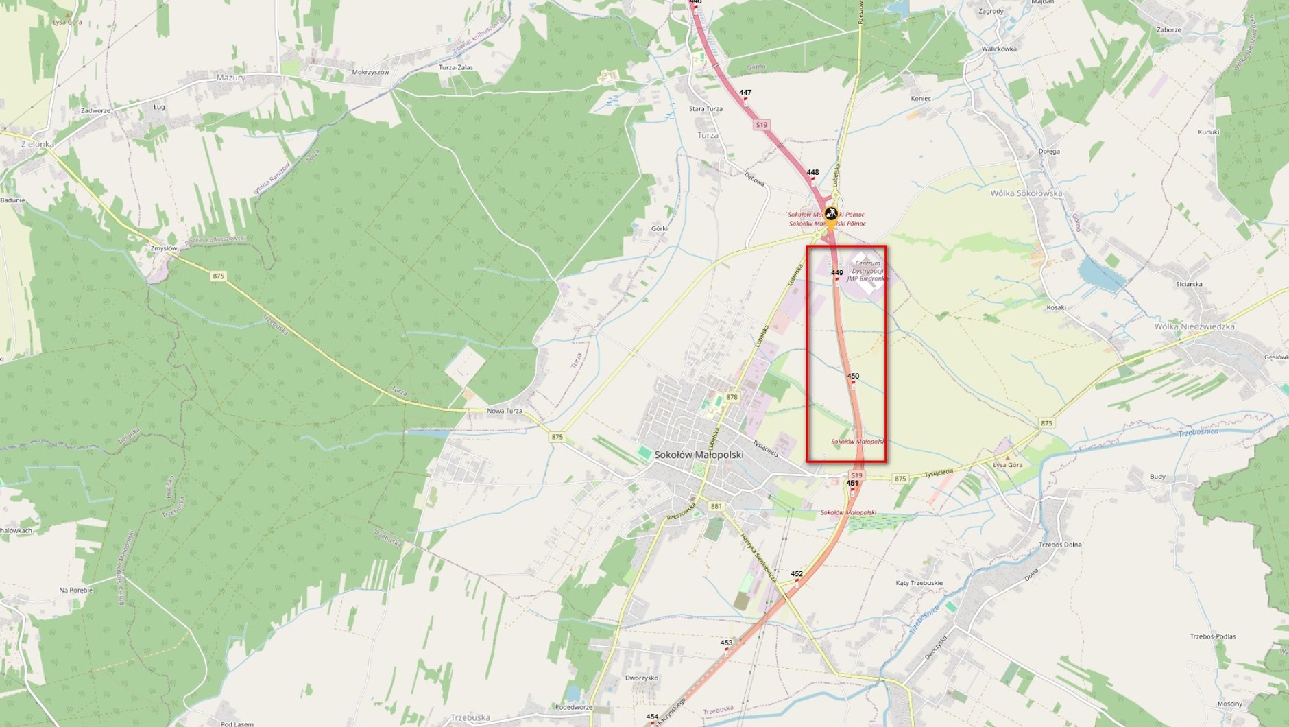 Mapa Sokołów Małopolski