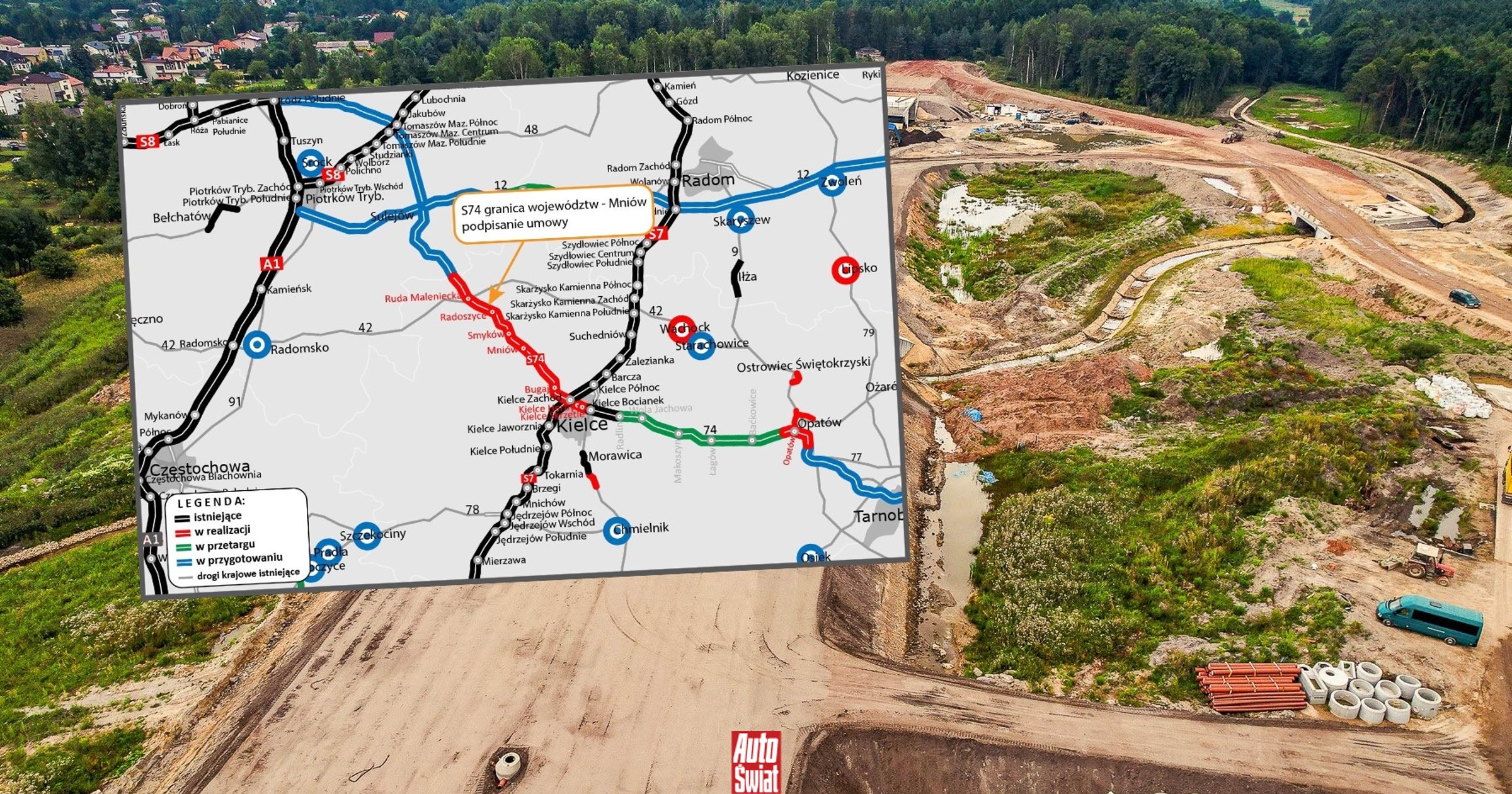 Droga S74 będzie dłuższa o 27,5 km. Połączy dwa województwa [MAPA]
