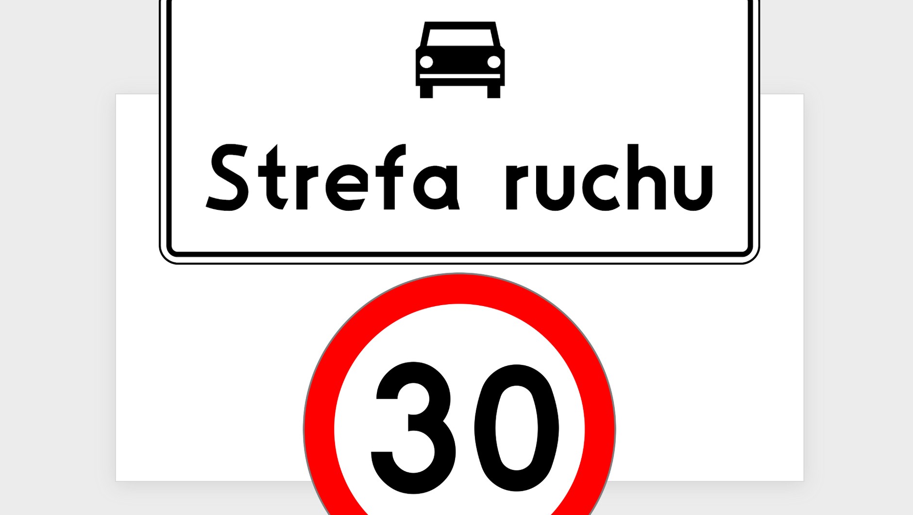 Ograniczenie prędkości pod znakiem "strefa ruchu"