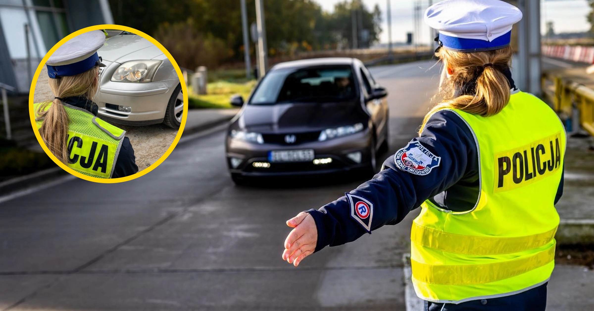 Kontrola drogowa. Policjanci sprawdzają światła