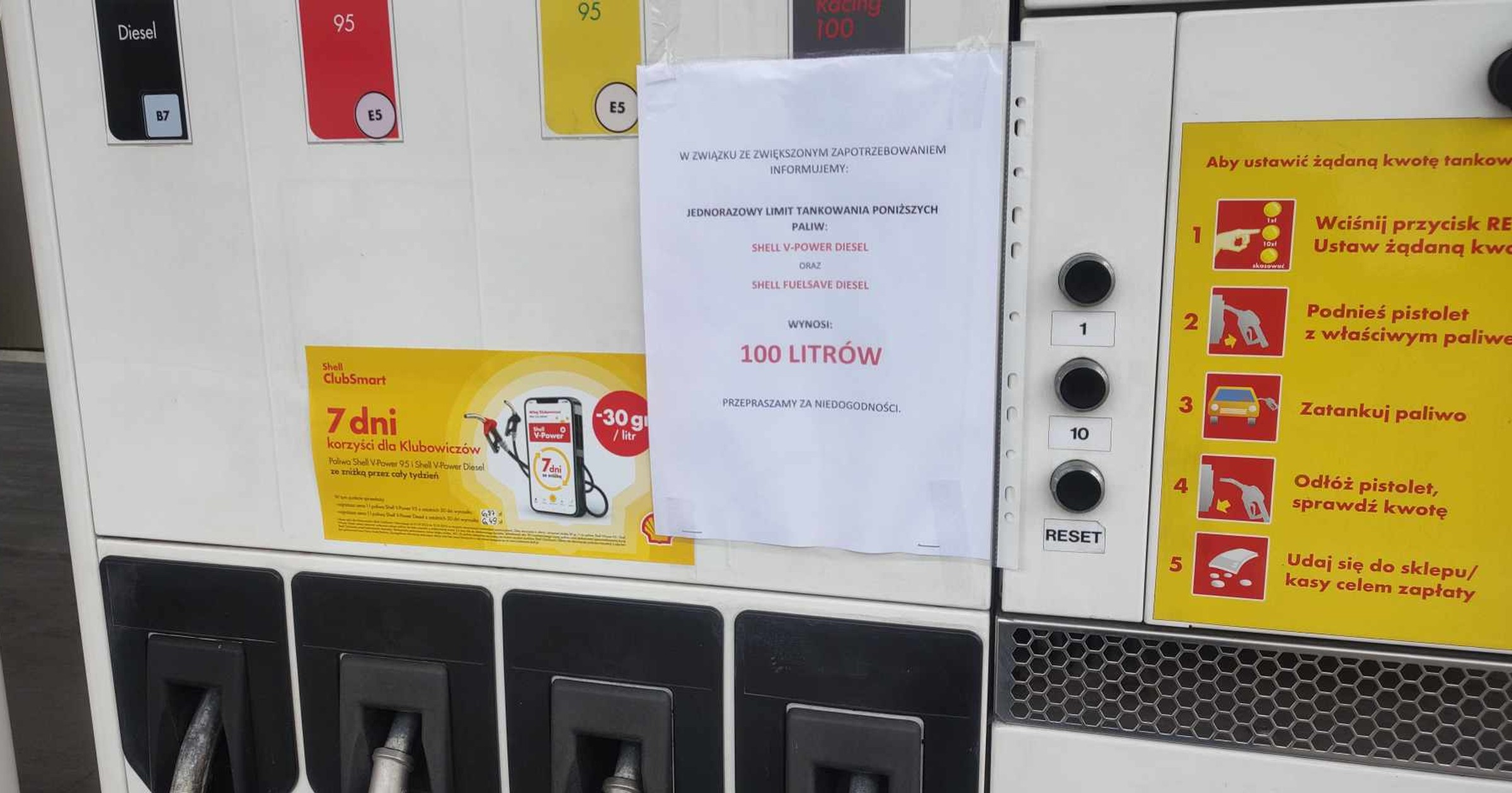 Limit tankowania oleju napędowego na stacji Shell