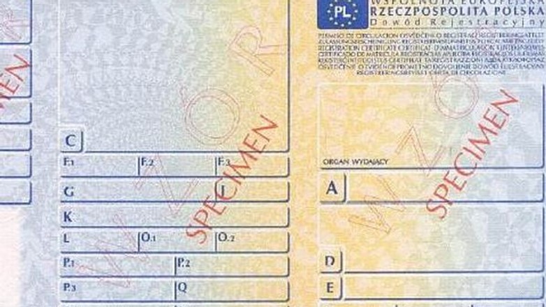 Dowód rejestracyjny - wzór