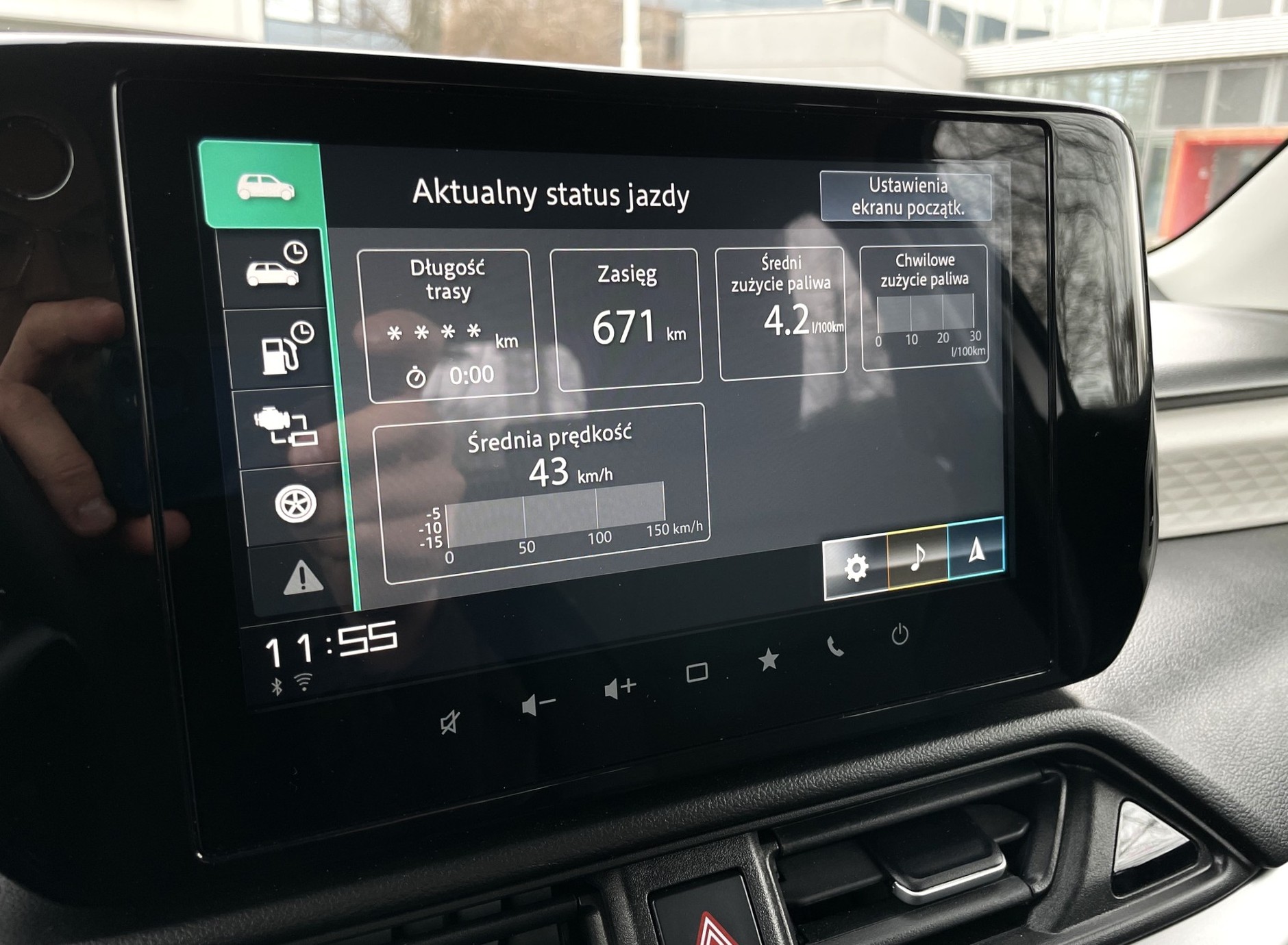 Zasięg pokazywany przez komputer pokładowy w Suzuki Swift 1.2 SHVS