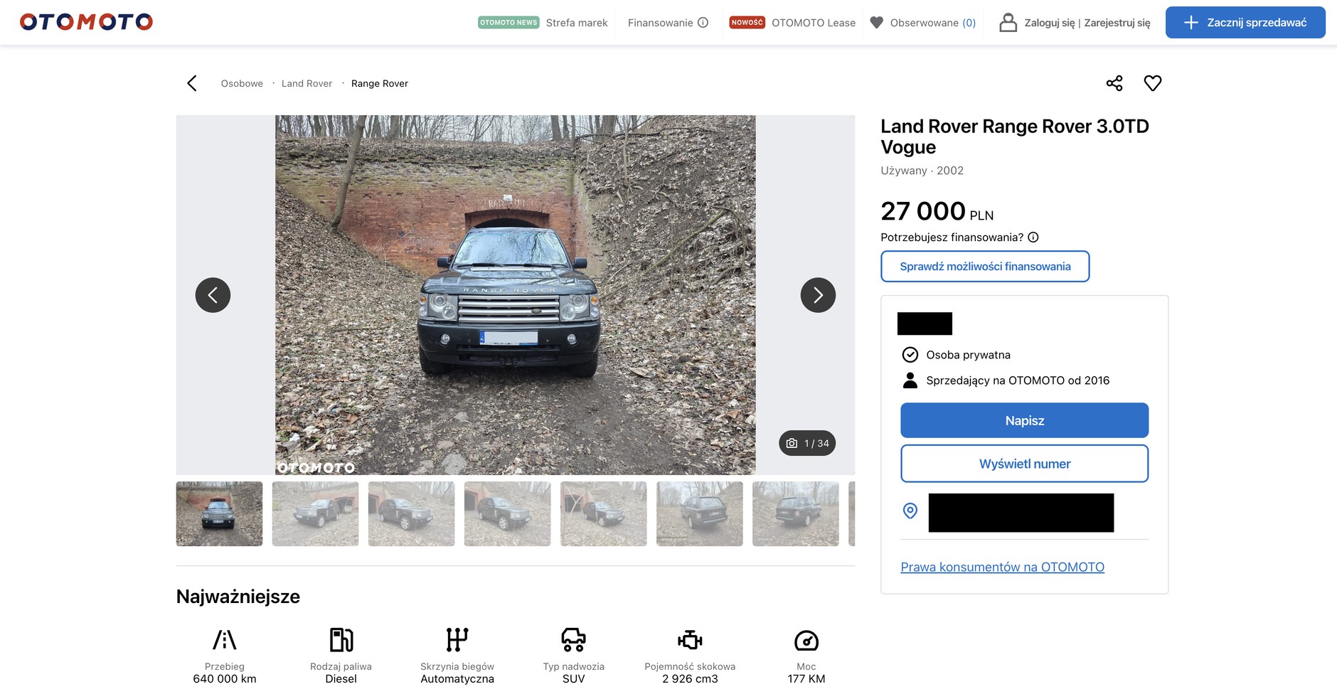 Range Rover z przebiegiem 640 tys. km