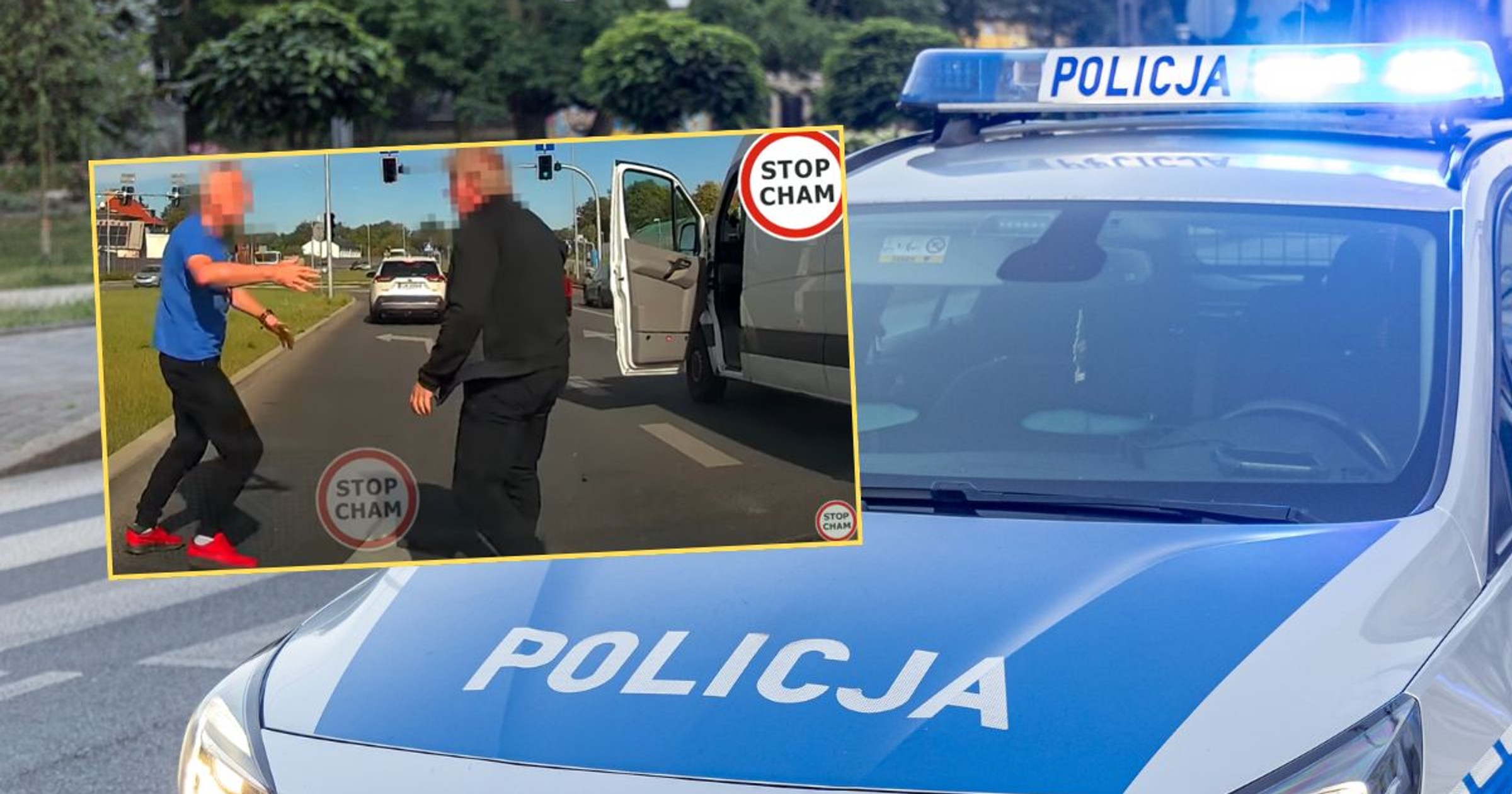 Kierowcy pobili się na środku drogi. Szuka ich policja (Screen: YouTube/@STOPCHAM)
