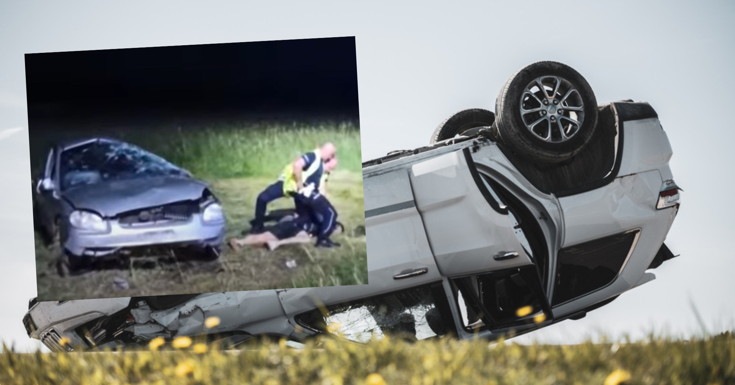 Najpierw rozbił samochód, potem zaatakował go butelką (screen YT/Tygodnik Podhalański)